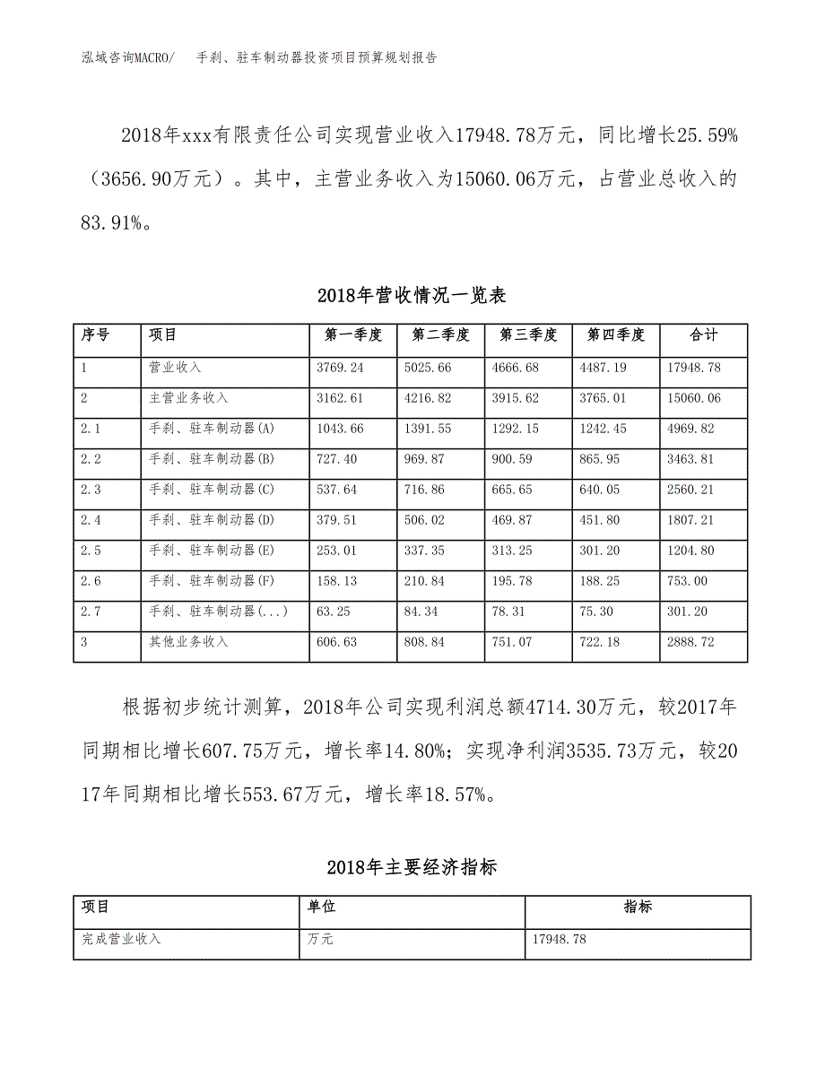 手刹、驻车制动器投资项目预算规划报告_第3页