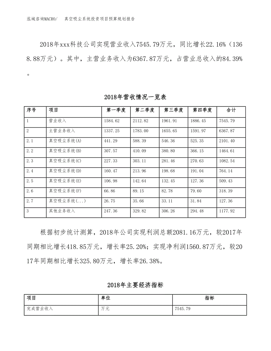 真空吸尘系统投资项目预算规划报告_第3页