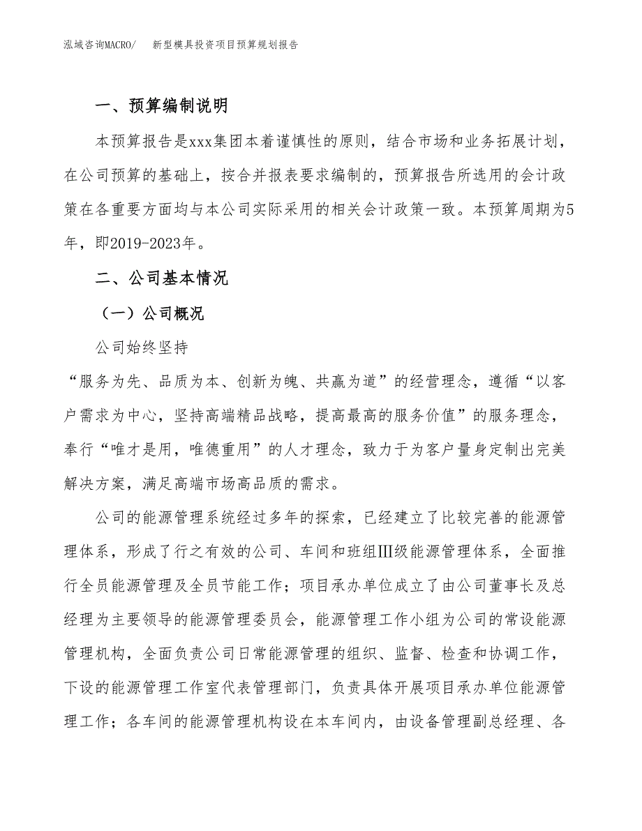 新型模具投资项目预算规划报告_第2页