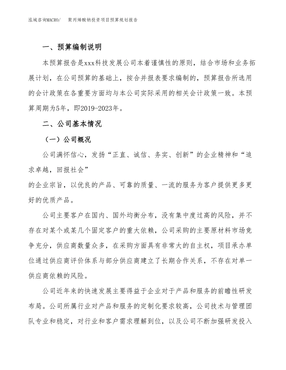 聚丙烯酸钠投资项目预算规划报告_第2页