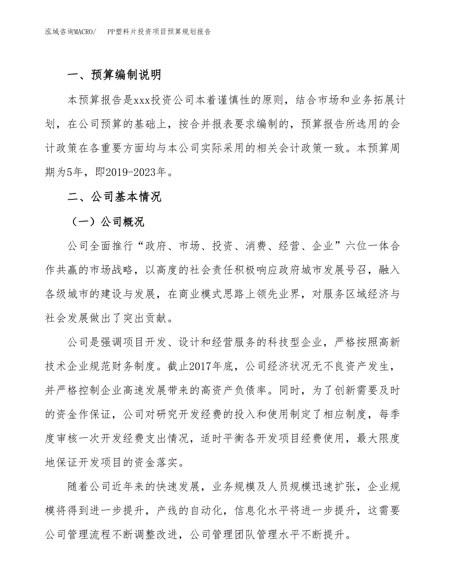 PP塑料片投资项目预算规划报告_第2页