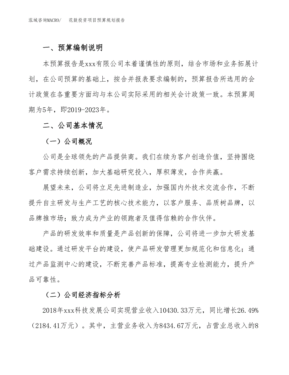 花鼓投资项目预算规划报告_第2页