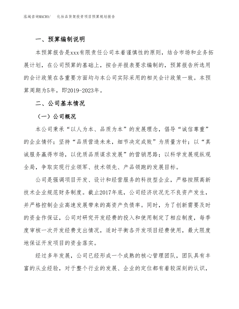 化妆品货架投资项目预算规划报告_第2页