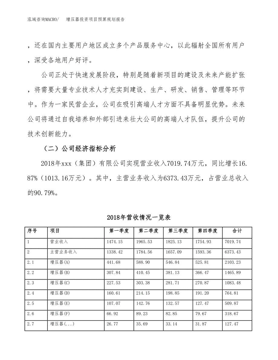 增压器投资项目预算规划报告_第3页