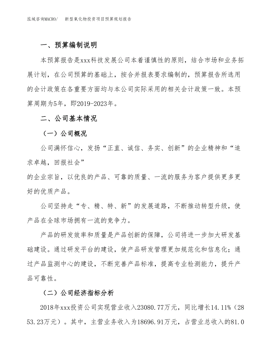 新型氧化物投资项目预算规划报告_第2页