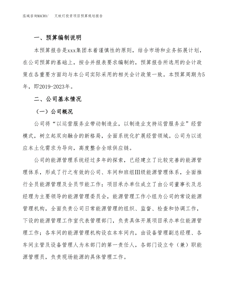 灭蚊灯投资项目预算规划报告_第2页