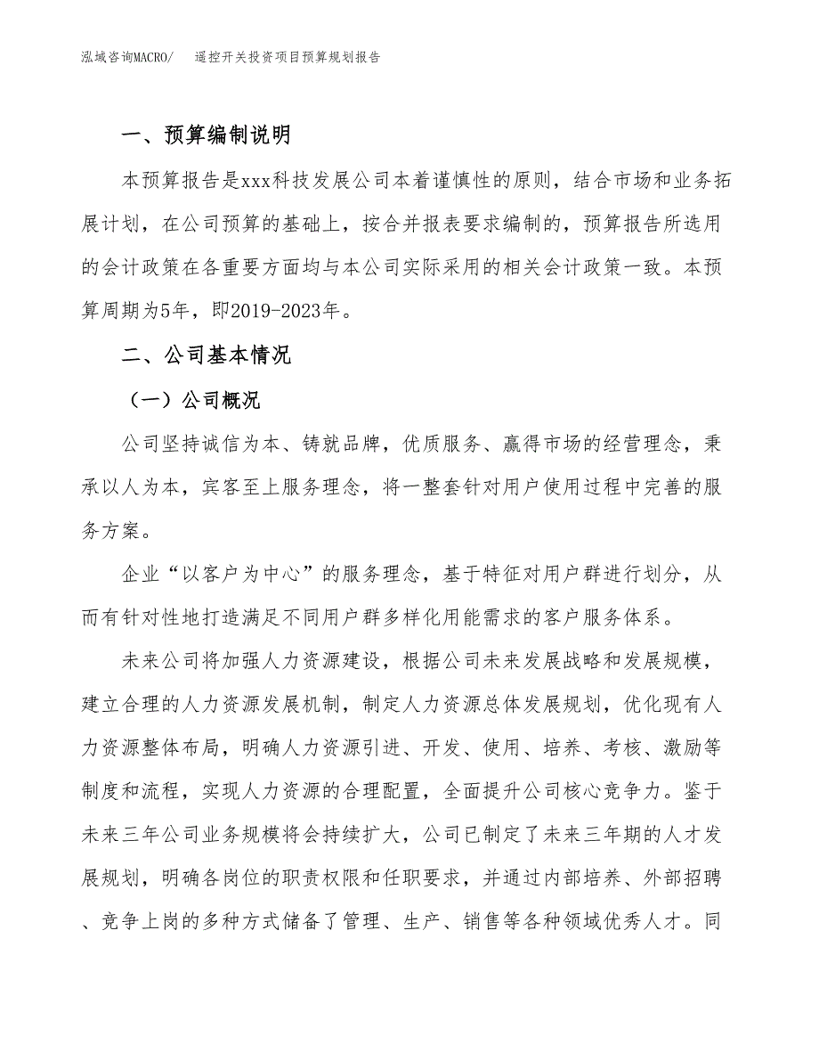 遥控开关投资项目预算规划报告_第2页