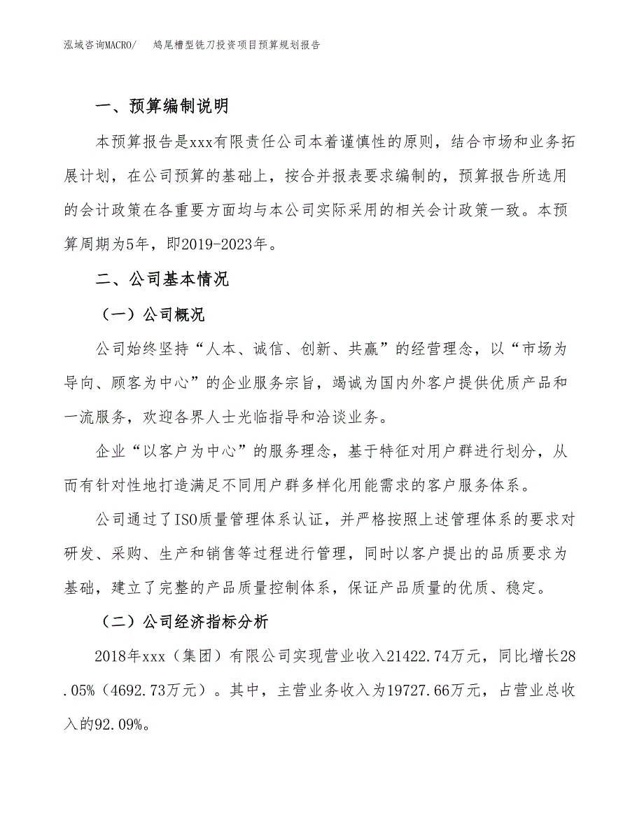 鸠尾槽型铣刀投资项目预算规划报告_第2页