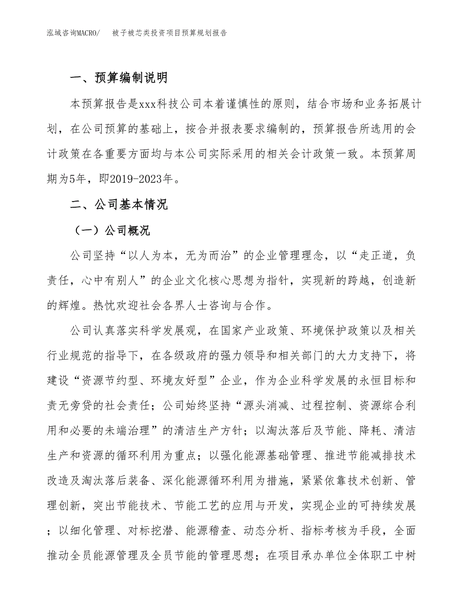 被子被芯类投资项目预算规划报告_第2页