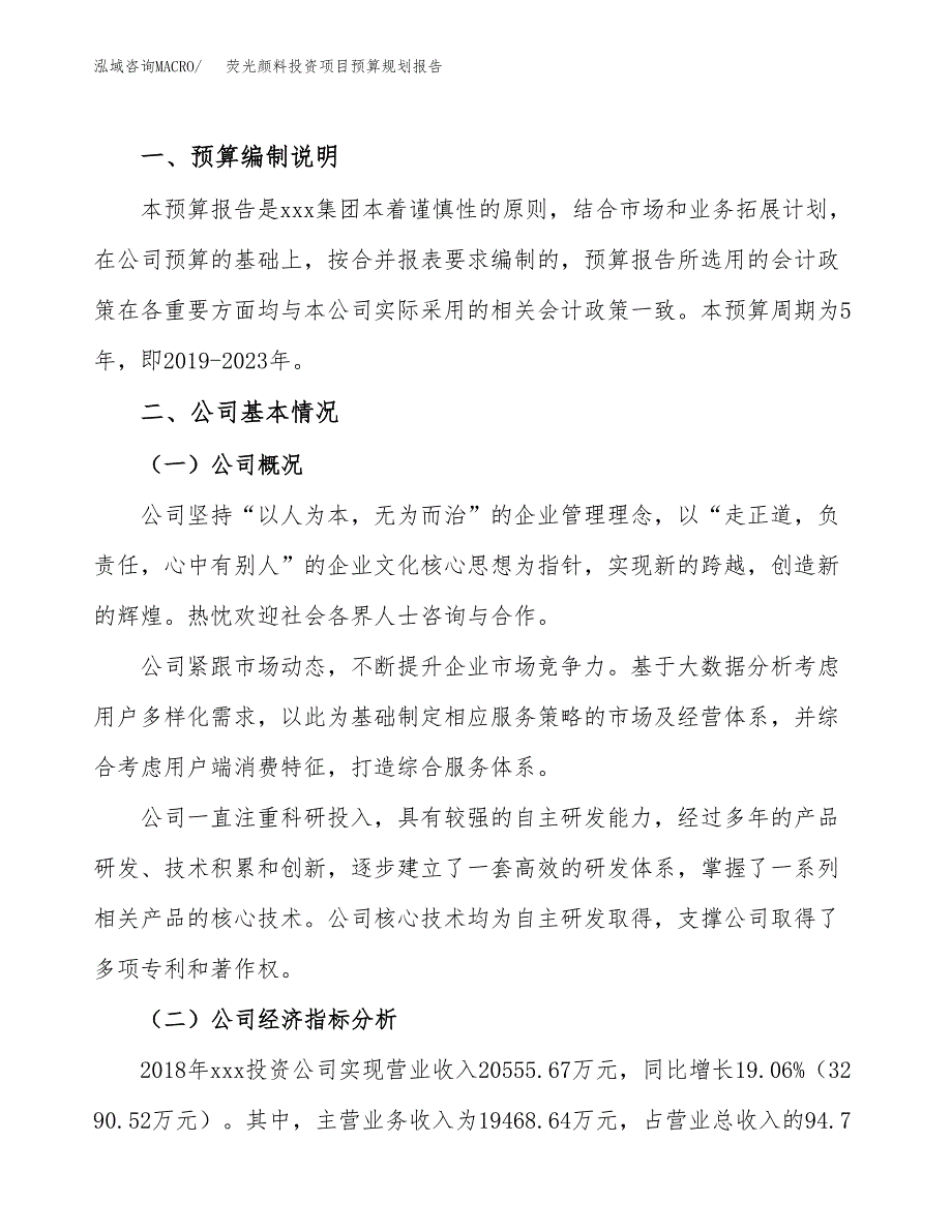 荧光颜料投资项目预算规划报告_第2页