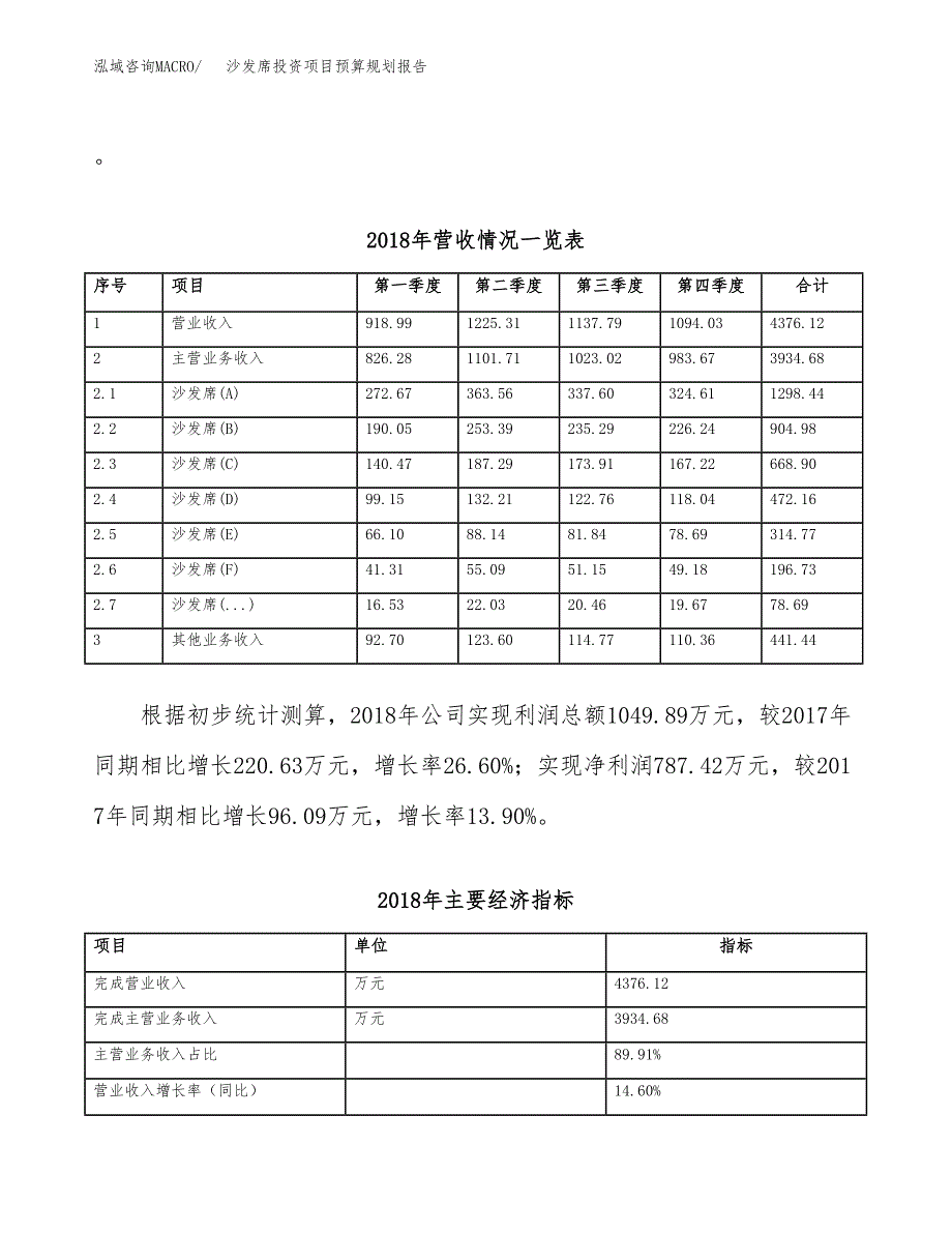 沙发席投资项目预算规划报告_第3页