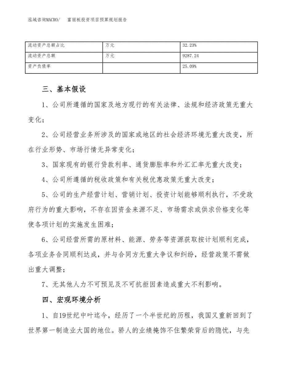 富丽板投资项目预算规划报告_第5页