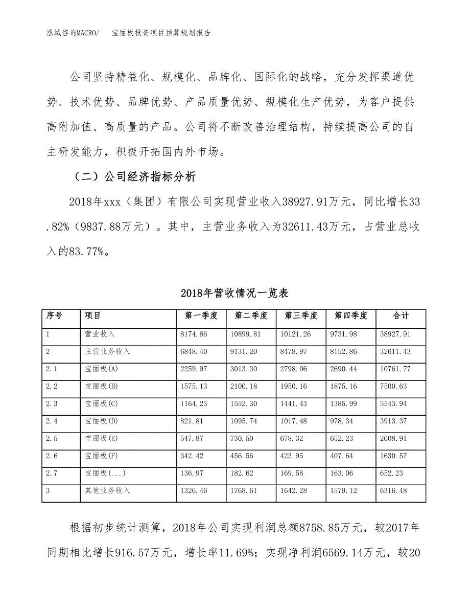 宝丽板投资项目预算规划报告_第3页