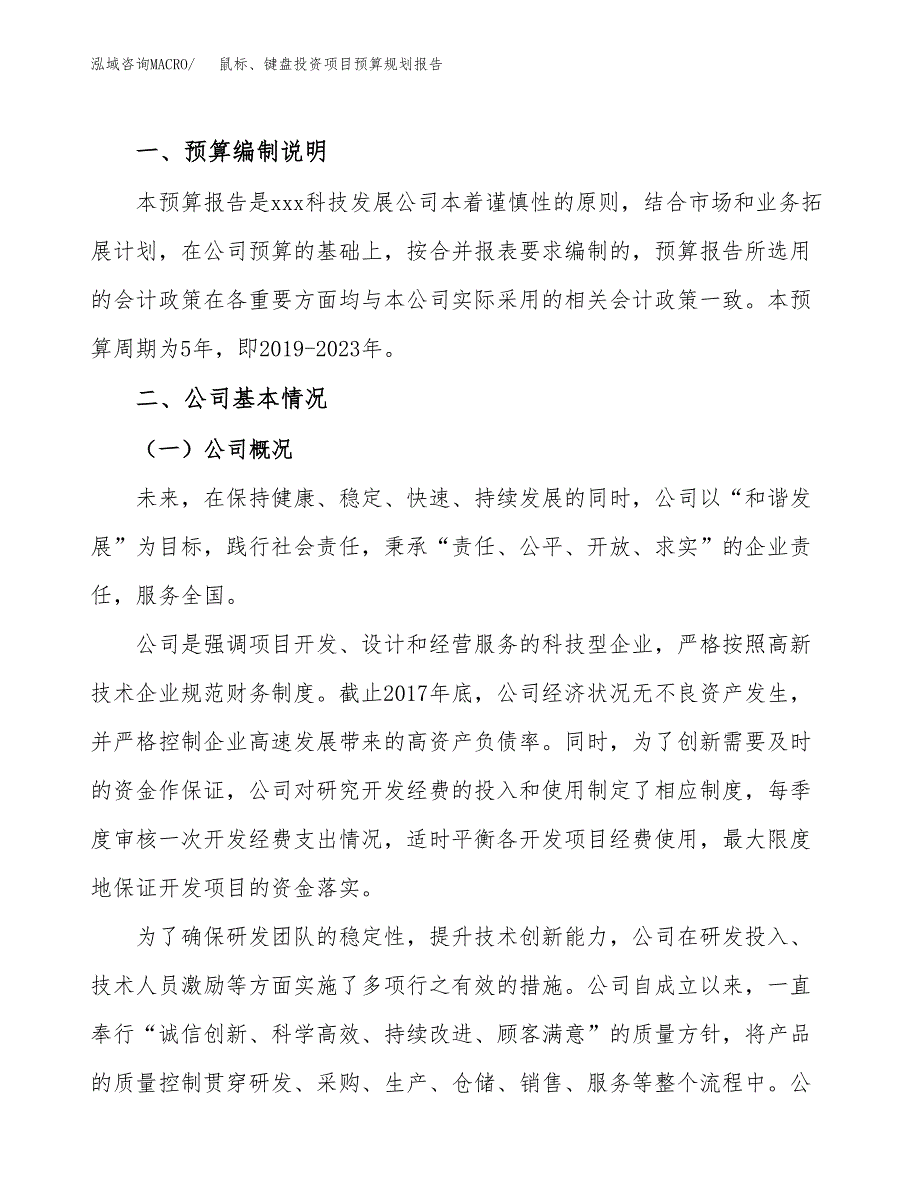 鼠标、键盘投资项目预算规划报告_第2页