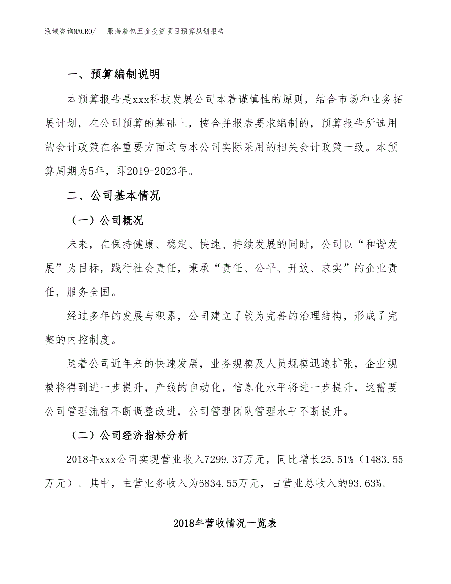 服装箱包五金投资项目预算规划报告_第2页