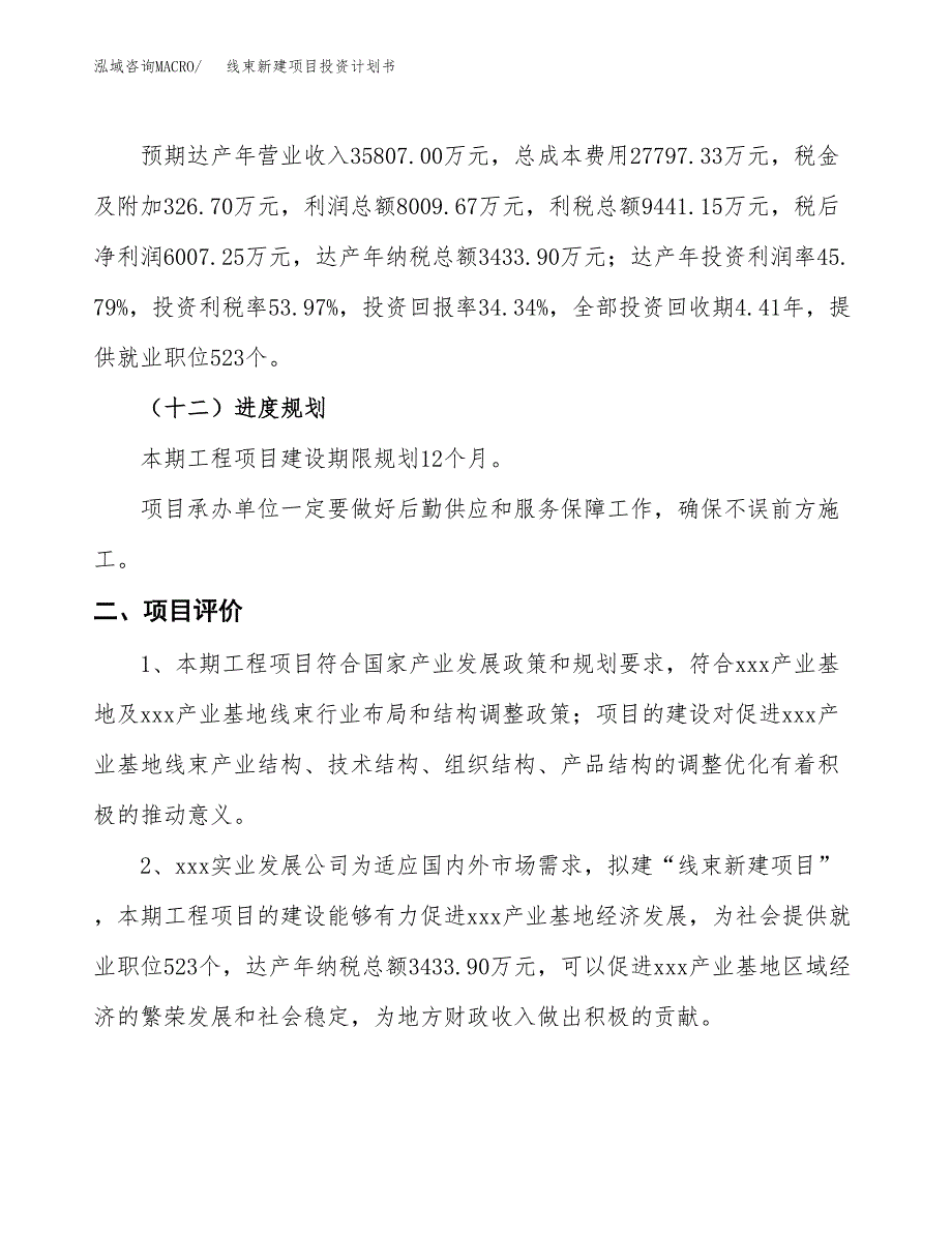 线束新建项目投资计划书_第4页