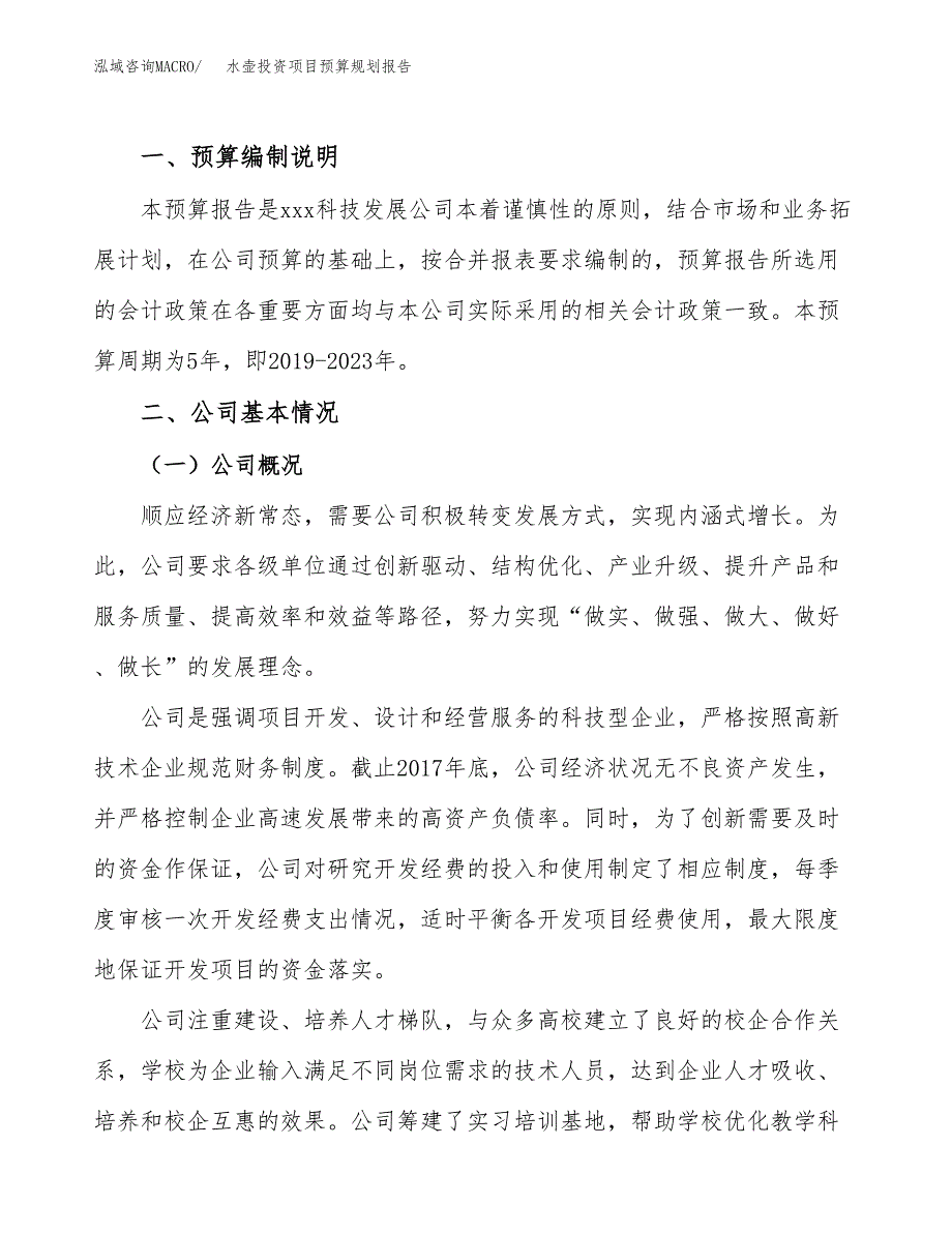 水壶投资项目预算规划报告_第2页