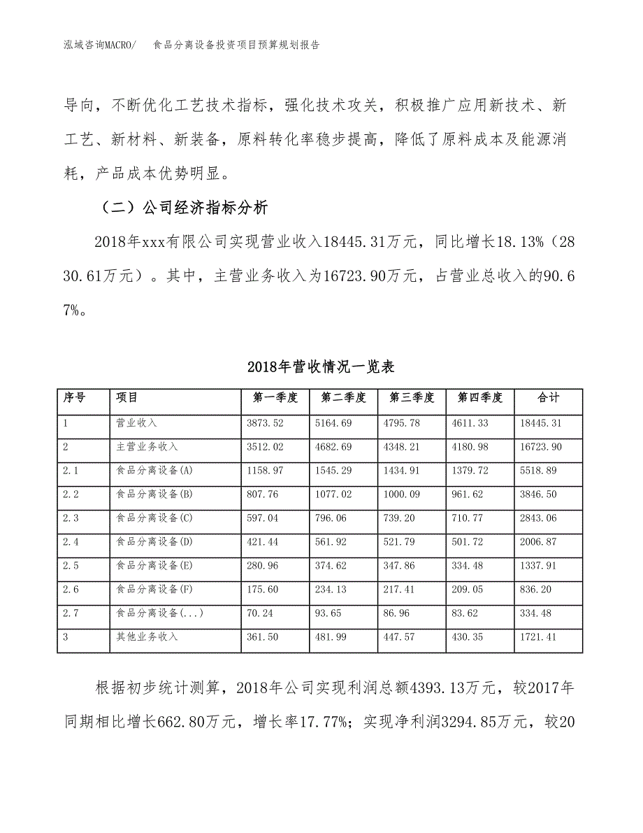 食品分离设备投资项目预算规划报告_第3页