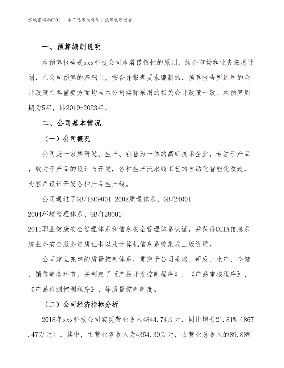 木工钻床投资项目预算规划报告_第2页