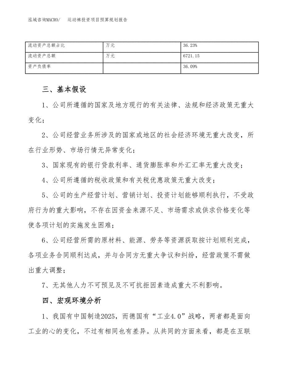 运动裤投资项目预算规划报告_第5页