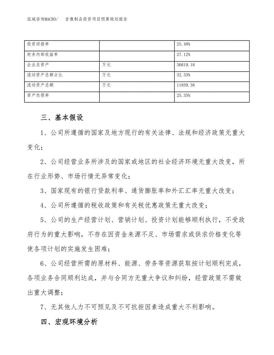 音像制品投资项目预算规划报告_第5页