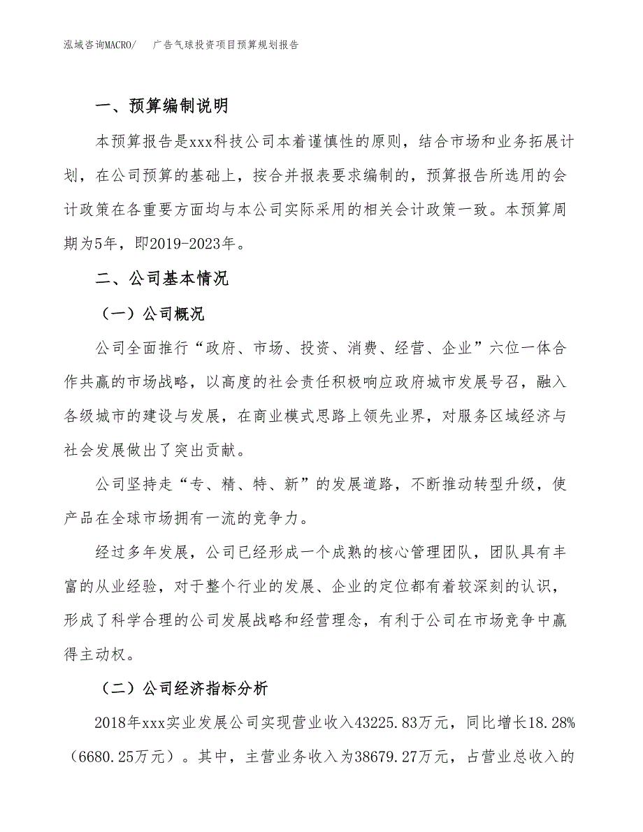 广告气球投资项目预算规划报告_第2页