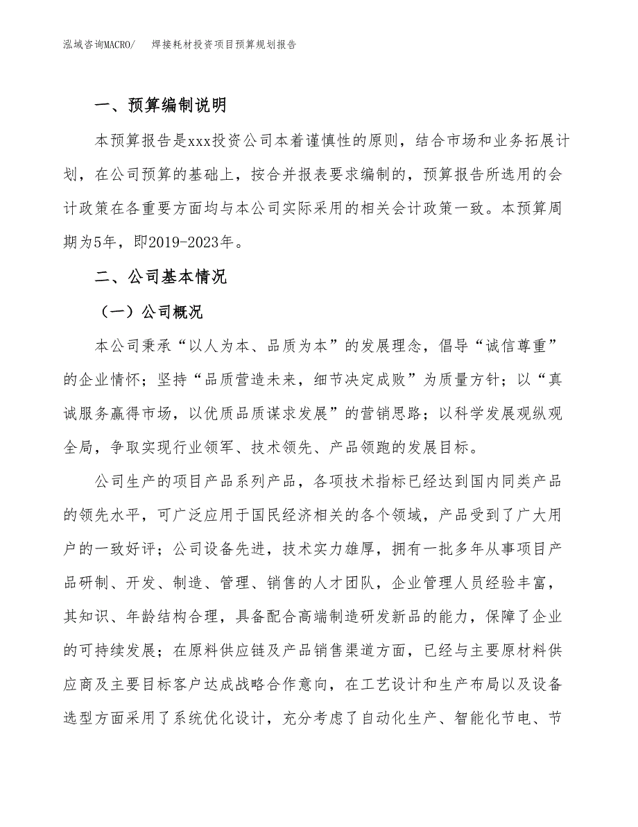 焊接耗材投资项目预算规划报告_第2页