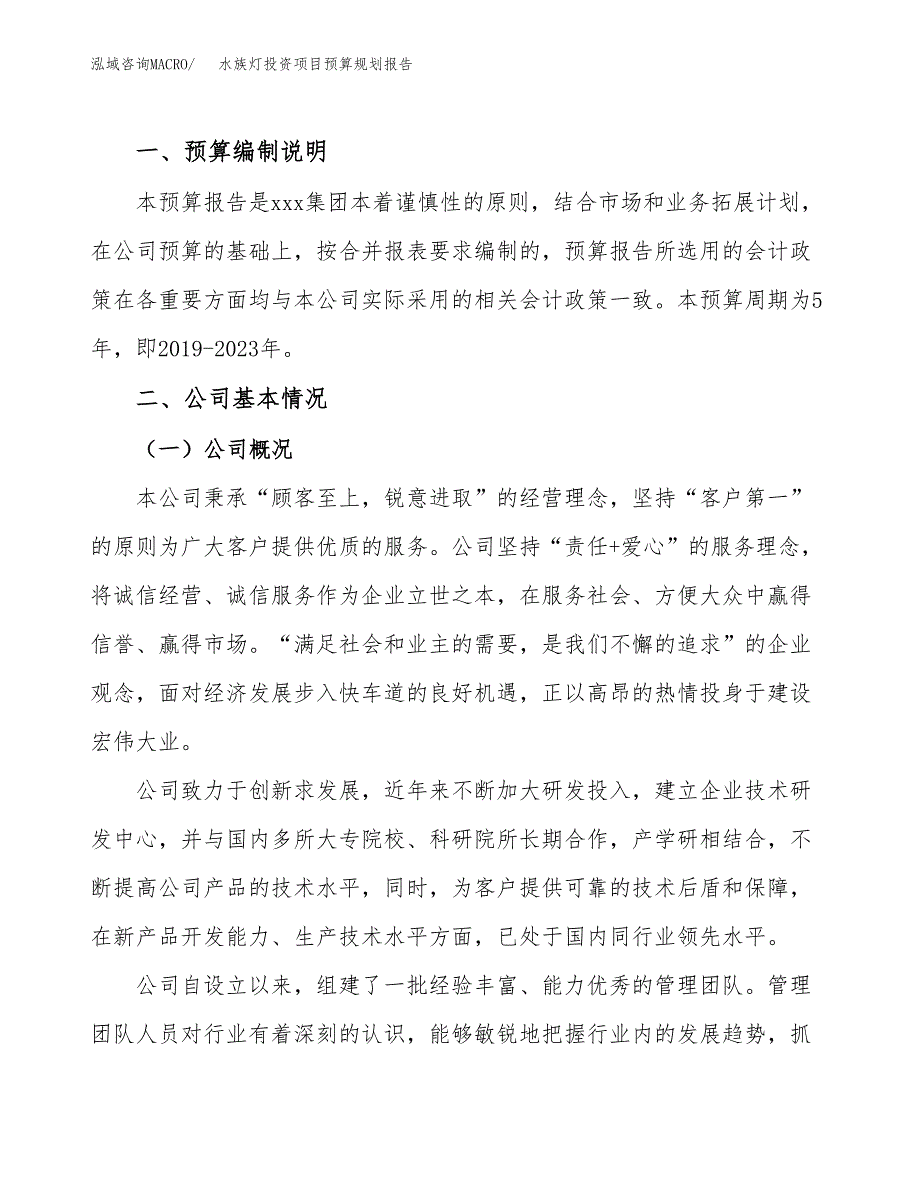 水族灯投资项目预算规划报告_第2页