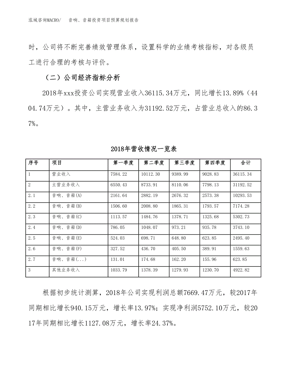 音响、音箱投资项目预算规划报告_第3页