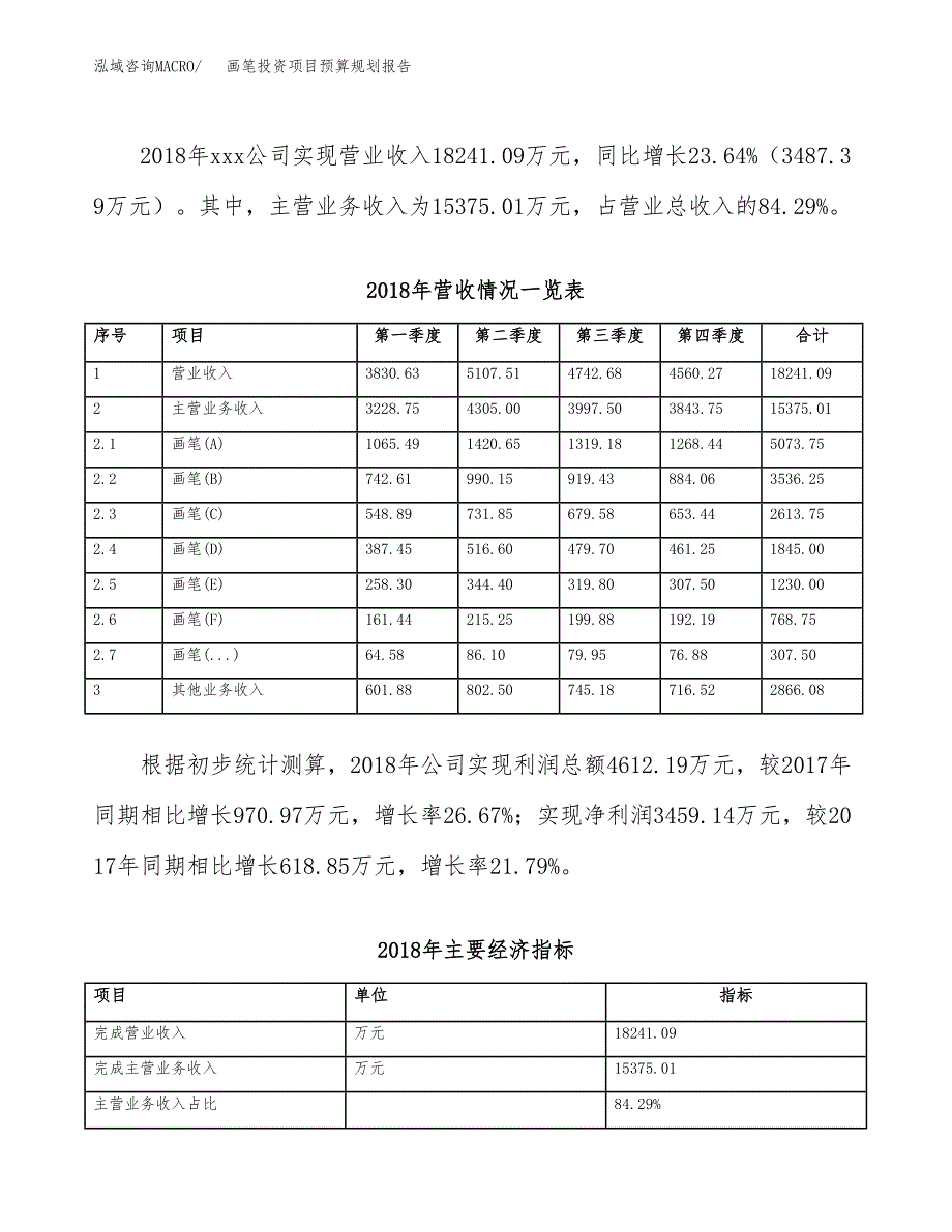 画笔投资项目预算规划报告_第3页