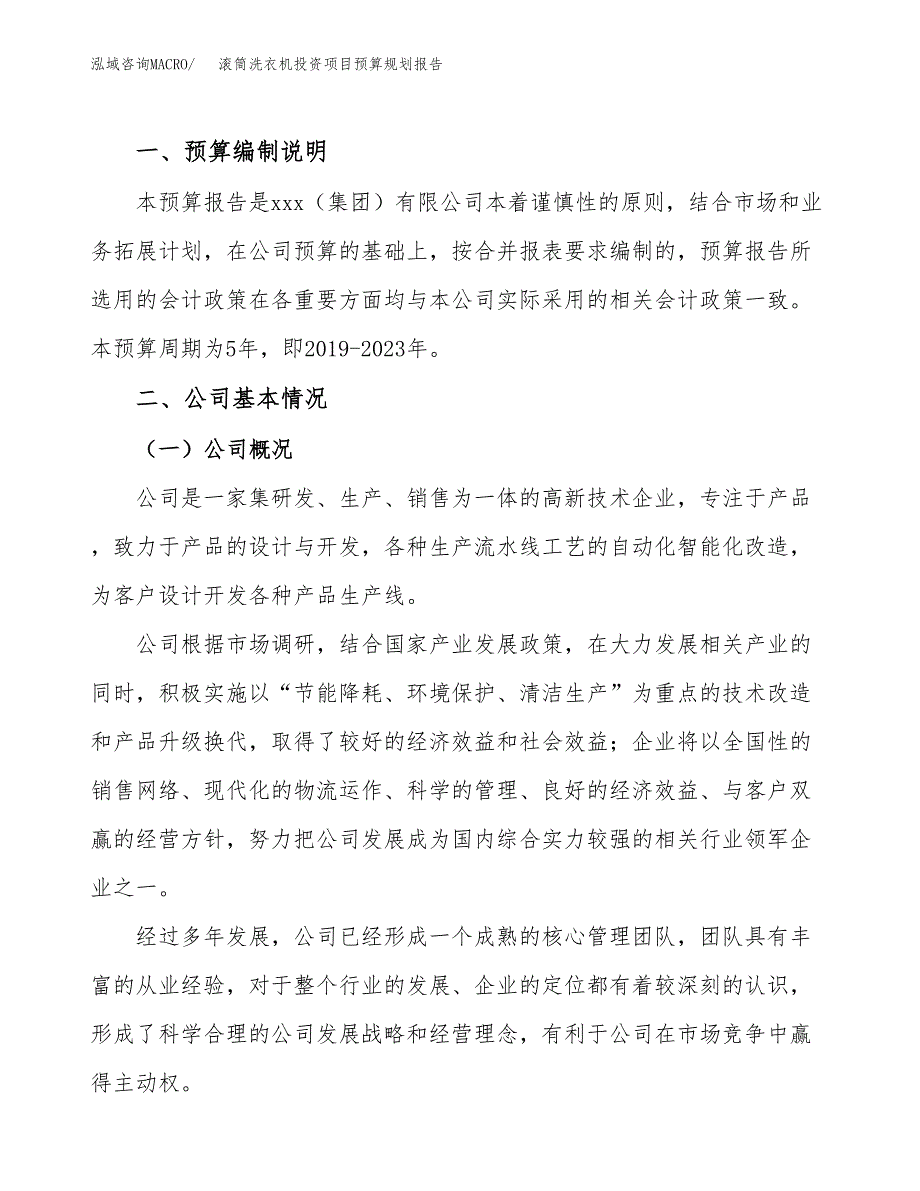 滚筒洗衣机投资项目预算规划报告_第2页