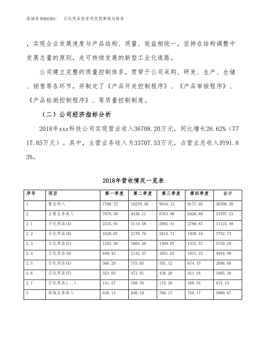 日化用品投资项目预算规划报告_第3页