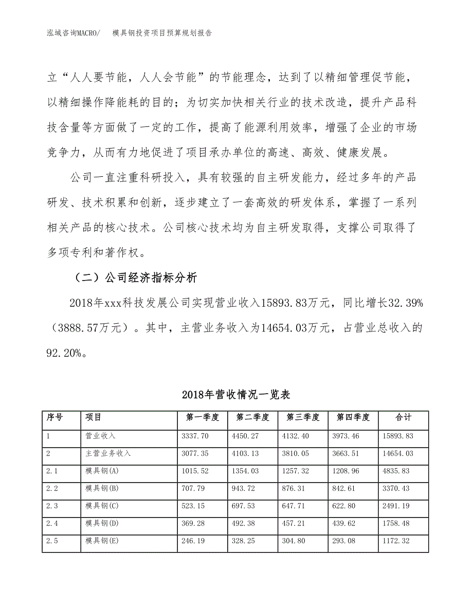 模具钢投资项目预算规划报告_第3页