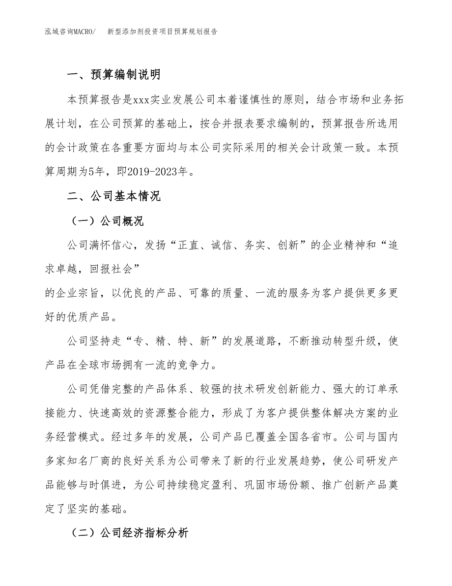 新型添加剂投资项目预算规划报告_第2页