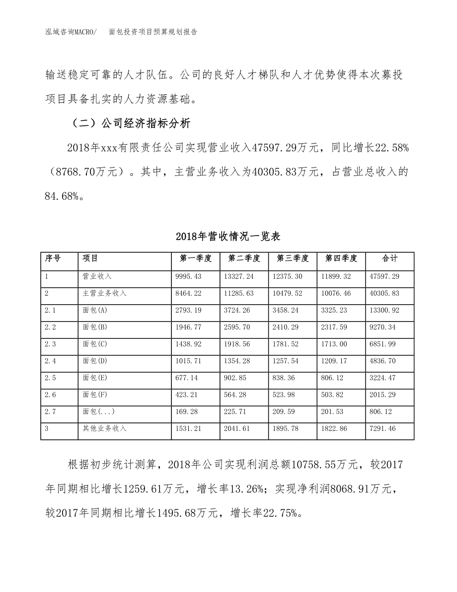 面包投资项目预算规划报告_第3页