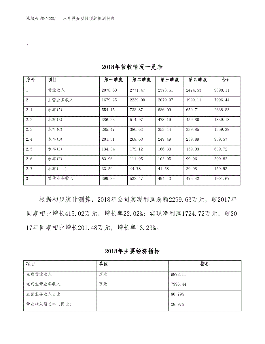 水车投资项目预算规划报告_第3页