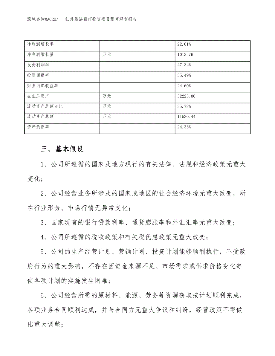 红外线浴霸灯投资项目预算规划报告_第4页