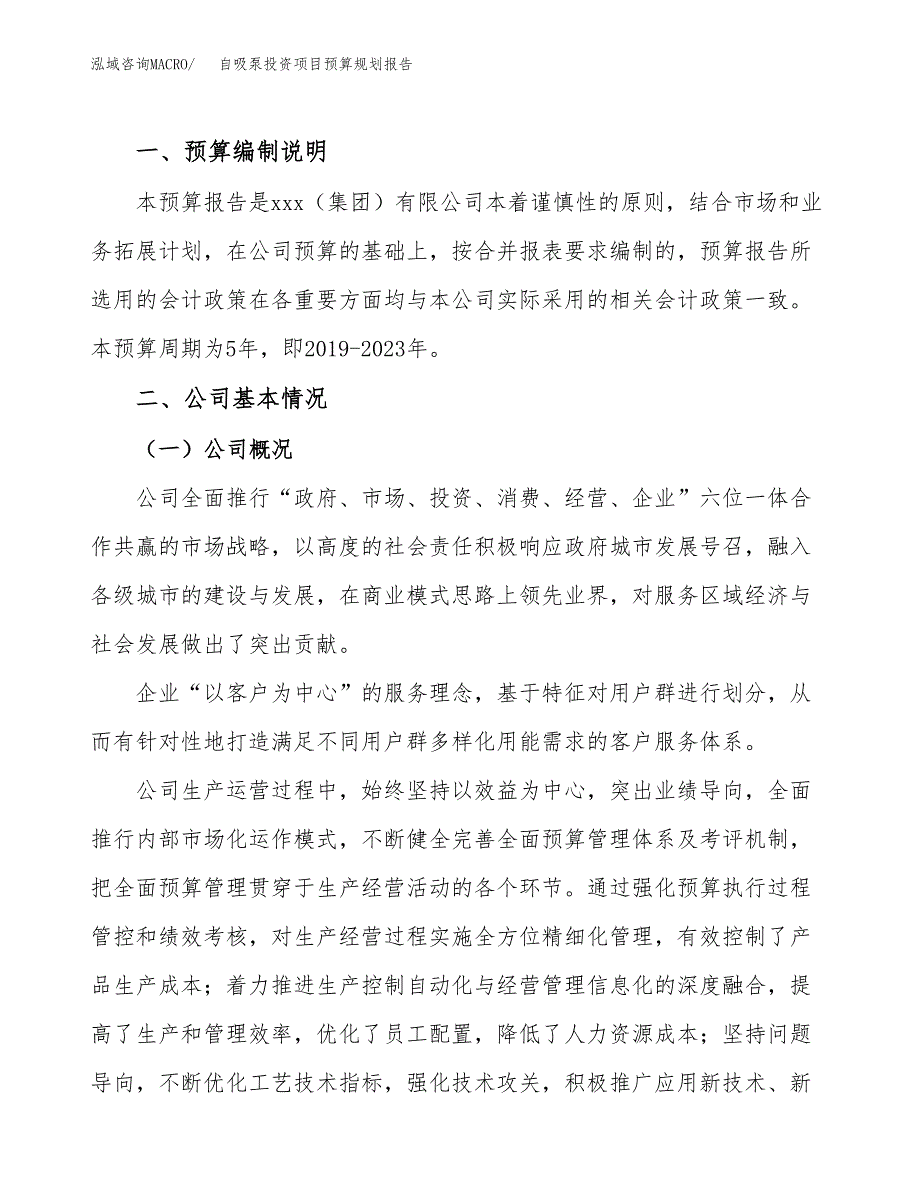 自吸泵投资项目预算规划报告_第2页