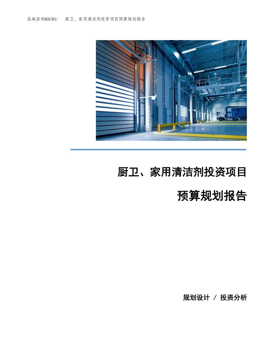 厨卫、家用清洁剂投资项目预算规划报告_第1页