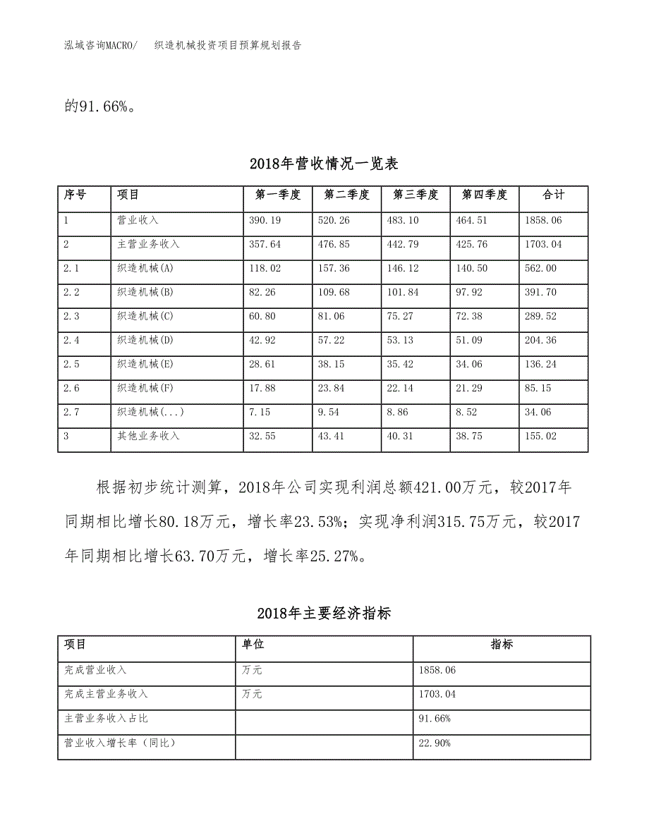 织造机械投资项目预算规划报告_第3页