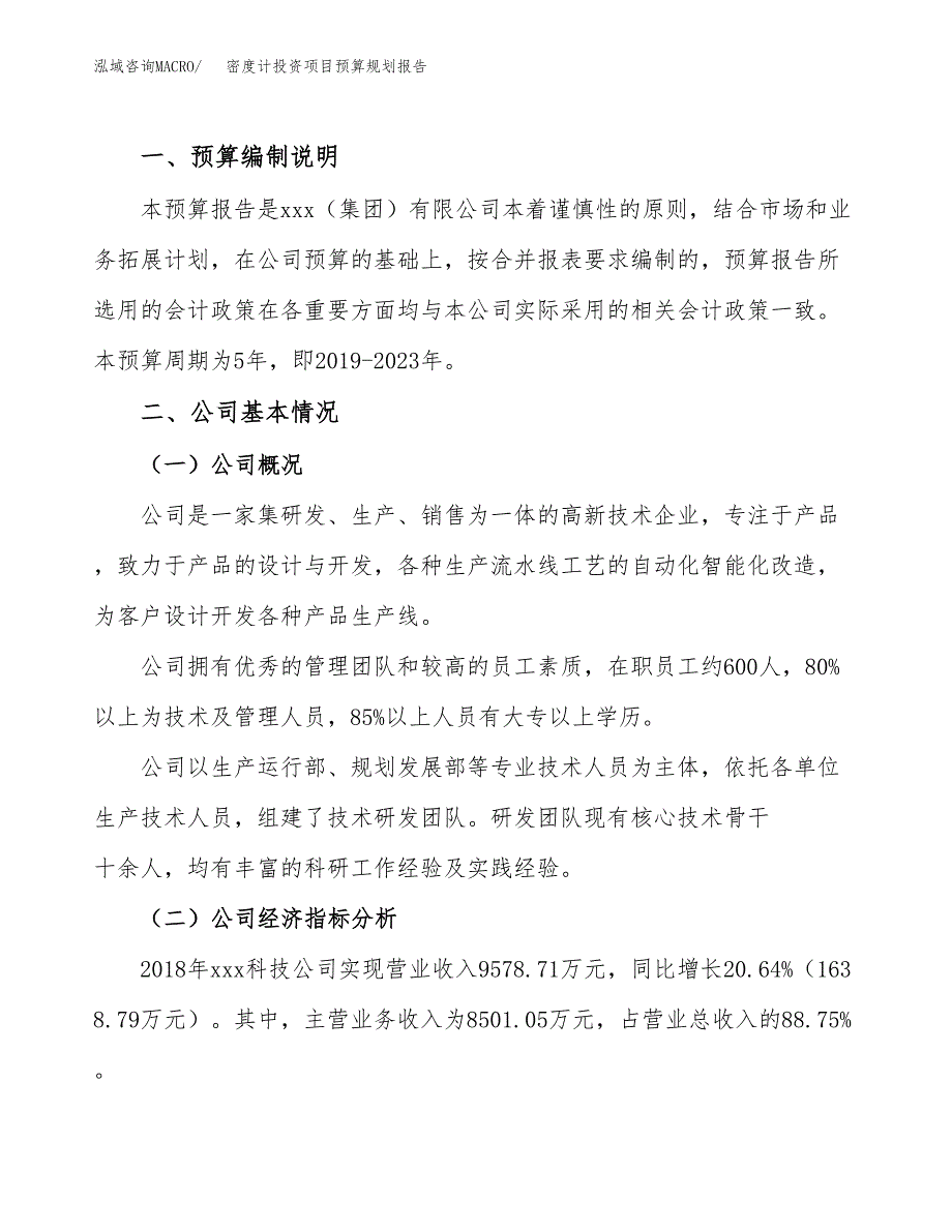 密度计投资项目预算规划报告_第2页