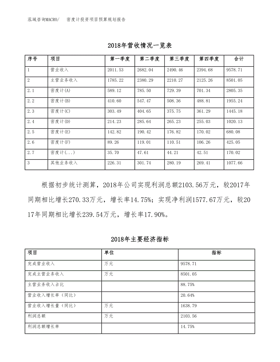 密度计投资项目预算规划报告_第3页