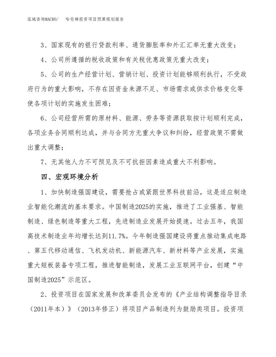 哈伦裤投资项目预算规划报告_第5页