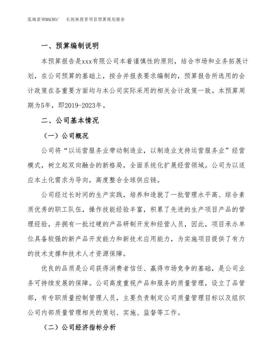 长统袜投资项目预算规划报告_第2页