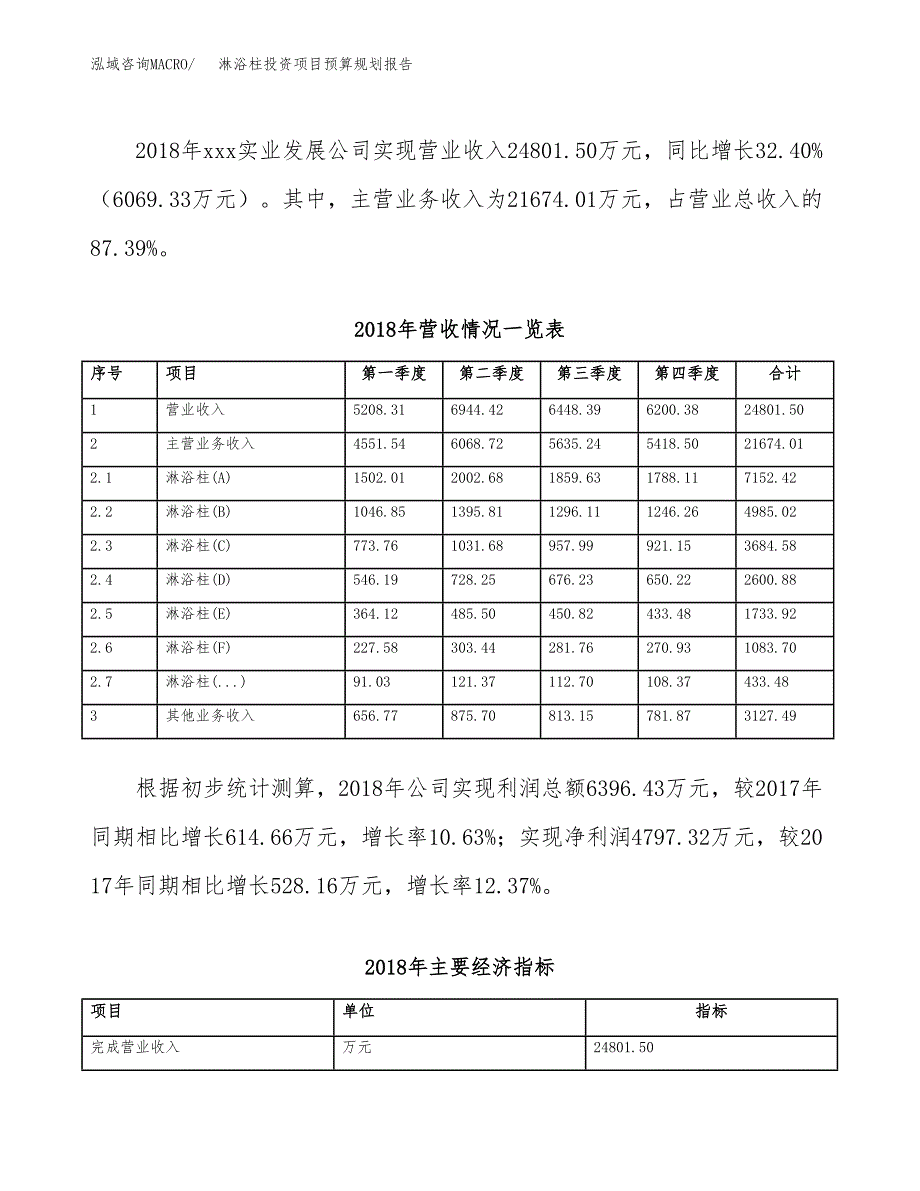 淋浴柱投资项目预算规划报告_第3页