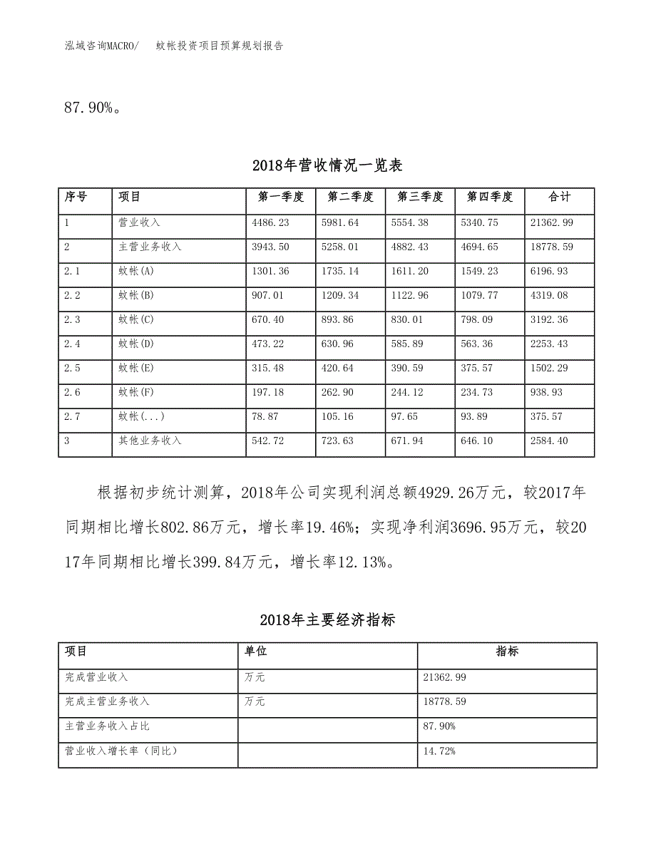 蚊帐投资项目预算规划报告_第3页