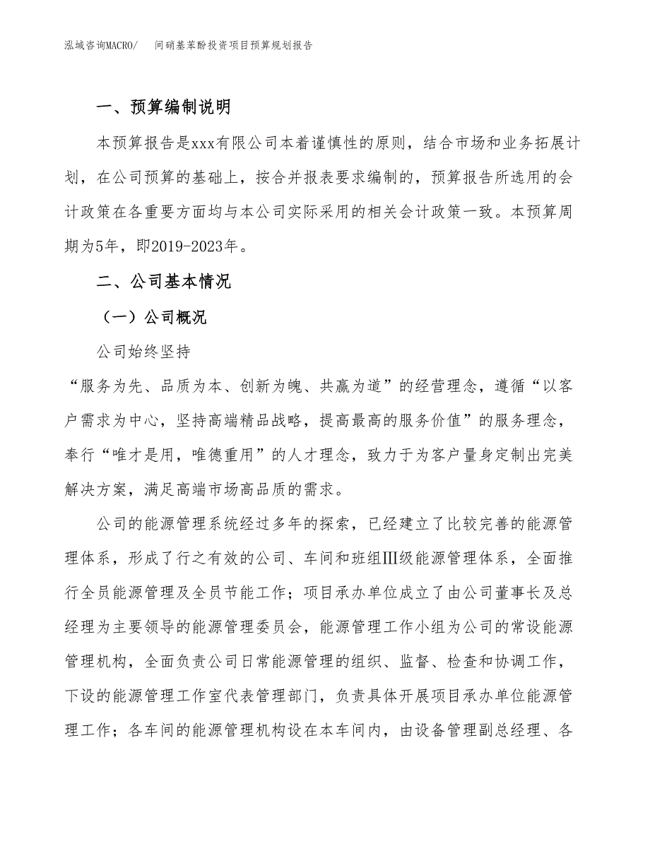 间硝基苯酚投资项目预算规划报告_第2页