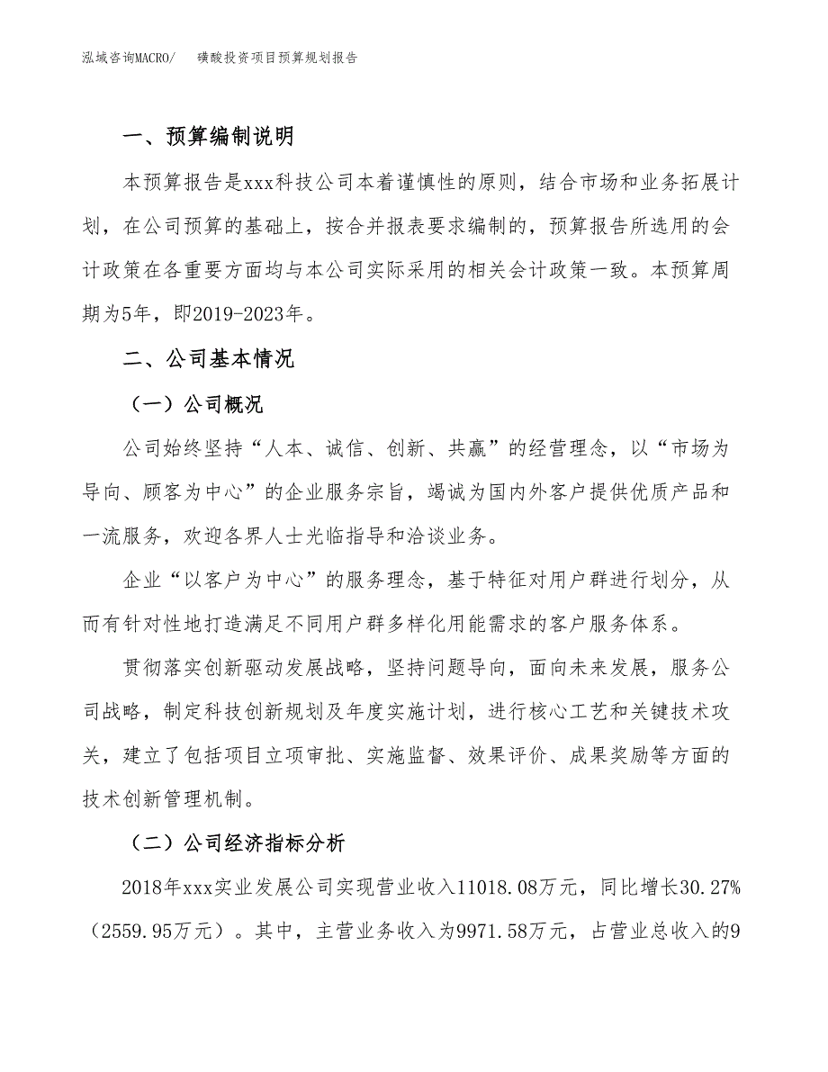 磺酸投资项目预算规划报告_第2页