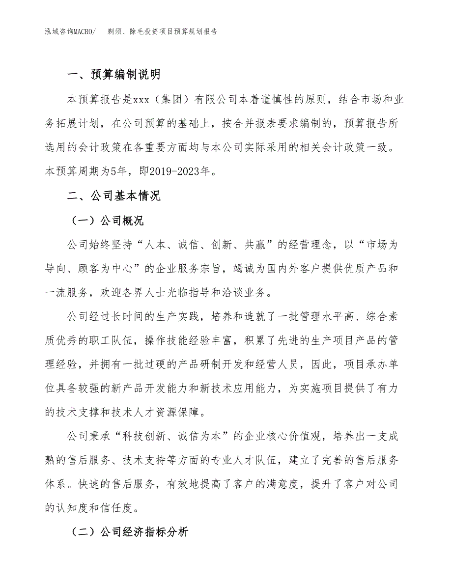 剃须、除毛投资项目预算规划报告_第2页