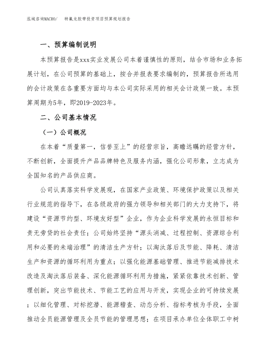 特氟龙胶带投资项目预算规划报告_第2页